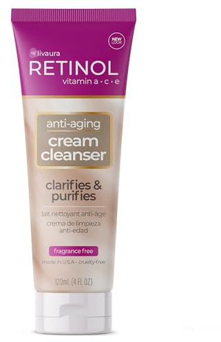 LIVAURA Retinol Anti-Aging Cream Cleanser – Daily Deep Cleansing Facial Wash Exfoliates to Improve Skin’s Texture & Moisturizes for Cleaner, Softer Face – Renewing Vitamin A Minimizes Fine Lines