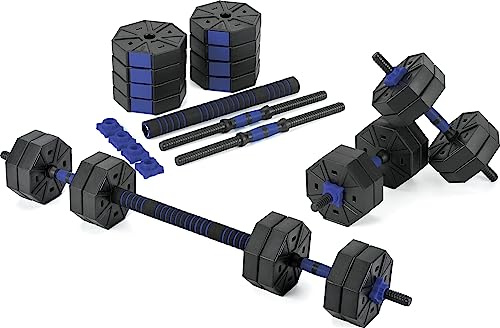 Set Manubri Regolabili - Bilancieri - Sport di Forza - Fitness - 4 Chiusure a Stella - Blu