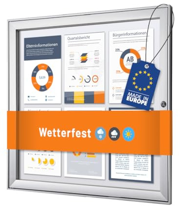 Schaukasten außen 6x DIN A4 | wetterfest | abschließbarer Infokasten mit SAN-Scheibe | beschreibbare magnetische Rückwand | ideal für Außenbereich & Outdoor Wand-Montage
