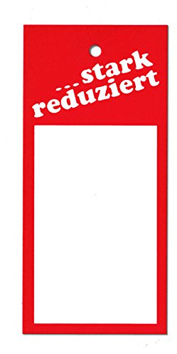 POKORNYS – 500 rote Aktionsetiketten (40 x 85 mm) ...stark reduziert I Etiketten zum Beschriften I Karton Preisschilder mit 3 mm Lochung für Sicherheitsfäden & Heftfäden I Anhänger & Hängeetiketten