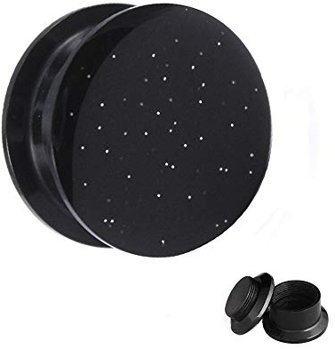 Treuheld® | Glitzer Ohr Plug | Schwarz | Acryl/Kunststoff