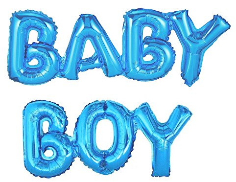 Ballfritz Ballong BABY BOY bokstäver i blått – XXL folieballong som present till en pojke, babyshower-partydekoration eller överraskning