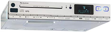 AUNA KCD-20 - Radio de Cuisine encastrable, Lecteur CD-MP3, USB, Compatible MP3, Aux, 20 Stations programmables, Fonction Lecture en Boucle - Argent
