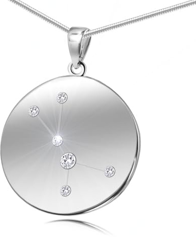 LillyMarie Collar de Mujer Hecho a Mano en Plata de Ley 925 con Colgante de Signo Zodiacal
