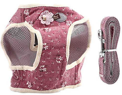 Escape Proof Cat Leash and Harness Set Cotton Breathable Pet Puppy Vest Chest Strap No Pull for Small to Medium Dogs (Red, M)