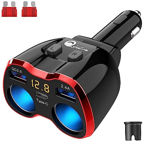 PD3.0 Zigarettenanzünder Verteiler 150W: 12V Kfz Adapter USB C Auto Ladegerät 2 Mehrfach Steckdose Netzteil DC 24V Stecker Splitter mit Schalter 3 USB Anschlüsse für Handy GPS Sitzheizung DashCam Navi