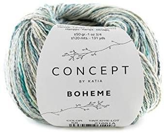Katia Boheme Fb. 58, Baumwollmischgarn mit Farbverlauf, Baumwolle mit weicher Hanffaser zum Stricken und Häkeln
