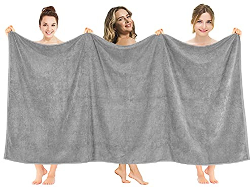 American Soft Linen Oversized Bath Sheet 40x80, Jumbo Large Bath Towels for Bathroom, 100% Ringspun Cotton Bath Sheet for Adults, Bath Sheets Towels, Light Grey Bath Sheet
