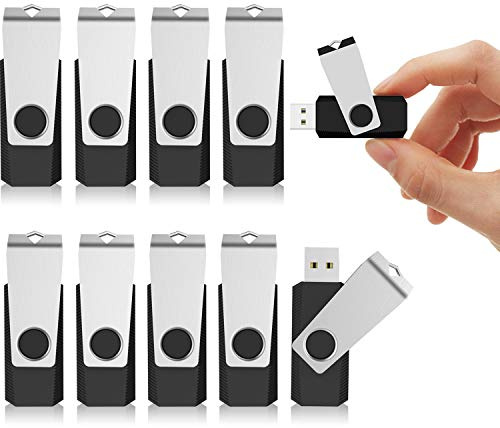 KEXIN 10 Pack 32GB USB Flash Drive Bulk Flash Drive Thumb Drive Memory Stick USB 2.0 Flash Drive Swivel Drive Black (32 GB, Black 10 Pack)