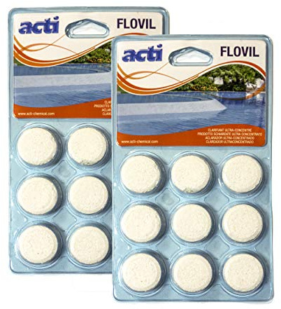 PISCINAS DECOYTEC Kit 2 UDS. Flovil Clarificante ultraconcentrado Blister de 9 Pastillas