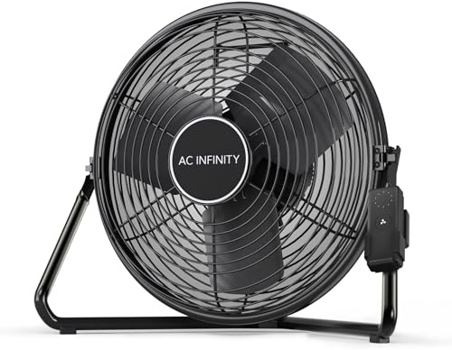 AC Infinity CLOUDLIFT S14, 35cm Ventilador de pared industrial de con controlador inalámbrico de 10 velocidades, soporte de suelo o montaje en pared, para hidroponía, invernaderos, circulación