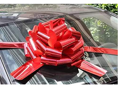 Riesige Autoschleife 45cm, Glitzerndes Rote Große Schleife mit Bänder 600 cm Lang, Riesenschleife für Auto Fahrrad Weihnachten GroßeS Geschenk Hochzeit Neues Haus Party Feier