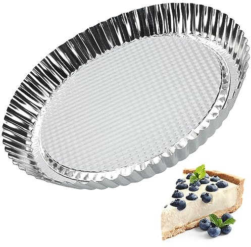 KADAX Molde para tarta, molde para tartaletas de chapa galvanizada y antiadherente, forma de quiche en 3 tamaños, molde redondo para tartas de frutas, forma redonda de fruta (diámetro 22 cm, plata)