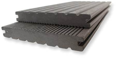 Gartenwelt Riegelsberger WPC Vollprofil Anthrazit 145×20 mm 150 cm | BPC Massivdiele | Beidseitig verwendbar & gerillt | Pflegeleicht & wetterfest