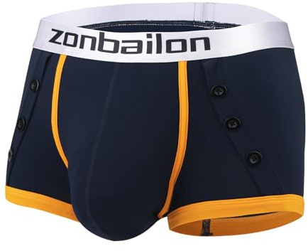 BIATWOWR Boxer da uomo in bambù morbido a vita bassa boxer slip uomo ad asciugatura rapida sacchetto gamba corta pacchetto, Blu, L