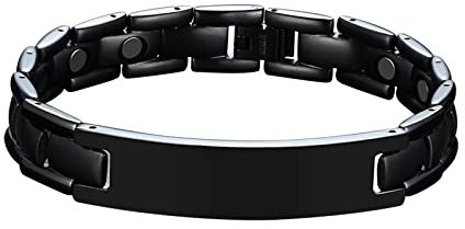 Whoiy Armbänder für Herren Schwarz, Armband Junge Hochzeit Titan Armreif Modeschmuck Armband für Sohn 21.5cmx12mm mit Faltschließe
