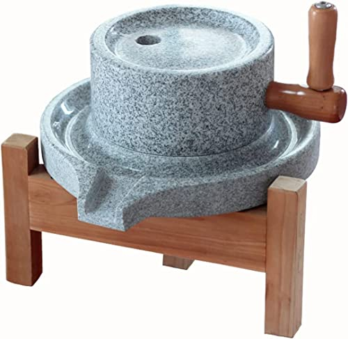 Manual Grain Wheat Flour Paste Stone Mill Grinder, Beans Granite Stone Mill, Natural Rustic Style Hand Crank Food Mill Grinder (Size : L (15.7 Inches/40 cm))