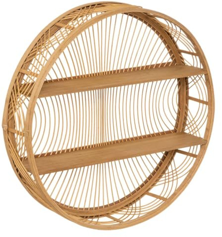 Atmosphera - Rundes Bambus-Wandregal Ina, 70 cm Durchmesser - 2 Ebenen, Bohème-Stil - Für Wohnzimmer, Schlafzimmer, Flur