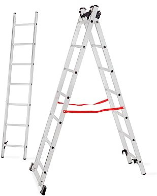 MYPRO Triple Extension Ladder | Aluminium Combination Multipurpose Ladder | 3X7 Tread | EN131 Certified | 150KG Capacity | Ideal for DIY | Extended to 5.73m