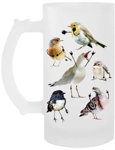JINBETEE Birds With Arms Bicchiere Da Birra In Vetro Trasparente Con Manico