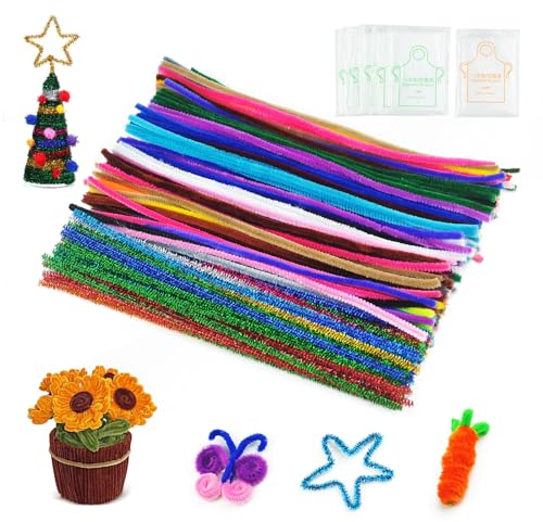 JINTANG 250 Stück Pfeifenreiniger,Pfeifenputzer zum Basteln 30CM,20 Farben inklusive Glitzerdraht-Chenilledraht Pfeifenreiniger Blumen