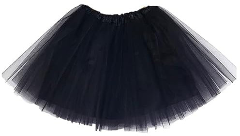 Hykiee Tüllrock Damen Schwarz, 4 Lagig Tutu Röcke Ballerina Kostüm für Teenager Mädche, Klassisch Elastisch Petticoat Unterrock Vintage Kurz Ballettkleidung Tanzrock für Weihnachten Halloweens Party
