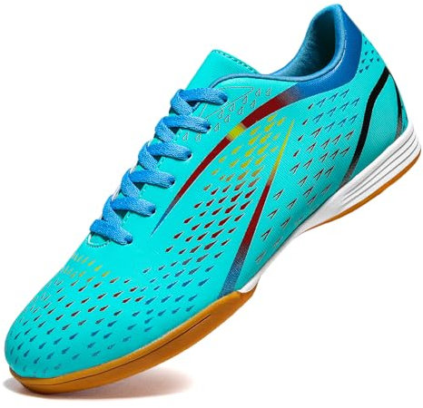 WESHIRUN Indoor-Fußballschuhe für Herren, Futsal-Schuhe für Damen, Jugendliche, professioneller athletischer Fußballschuh, Blau, 8 Women/6.5 Men