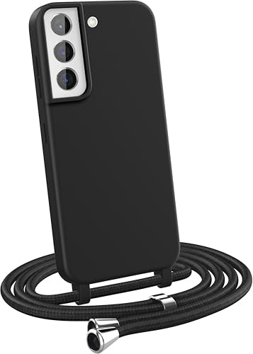 MyGadget Handykette für Samsung Galaxy S21 Plus - [ Hülle mit verstellbaren Band ] - TPU Handyhülle mit Handyband zum Umhängen - Kordel Schnur Case Schutzhülle - Schwarz