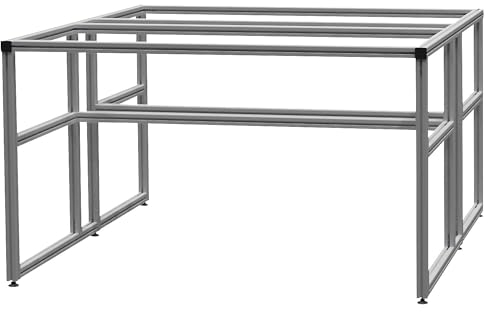 bedrunka hirth | workalu® Aluminium-Werkbank | Grundgestell doppelseitig | Aluminium | 4-Fuß | BxH 1250 x 850 mm, WA4DG125