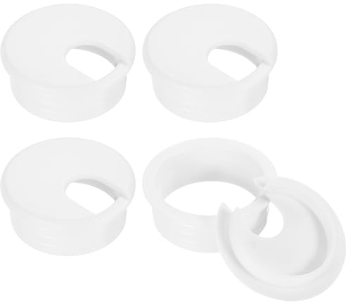 QUARKZMAN Kabelhålsskydd, 4 st 45 mm/1–3/4 tum ABS kabelhålsskydd för kontorsskrivbord kabelorganisatör, vit