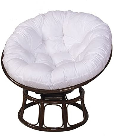 YeGang Papasan Stuhlkissen, rund, weich, dick, für Papasan-Sessel, Rattan, für Garten, Balkon, Wohnzimmer (110 x 110 cm, weiß)