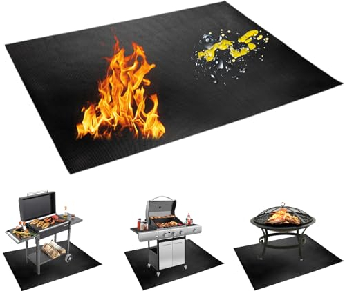 152,4 x 106,7 cm Untergrillmatten für Outdoor-Grill, doppelseitige feuerfeste Terrasse und Terrassenschutzmatte, Grillmatte für unter dem Grill, wasserdicht, öldicht, Grillbodenpolster, Feuerstelle