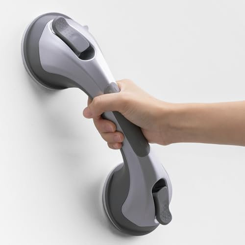 TAILINK Maniglia per doccia con ventosa da 30,5 cm, per doccia e bagno, maniglia di sicurezza per doccia per anziani e anziani, maniglia impermeabile rimovibile e riutilizzabile, senza foratura,