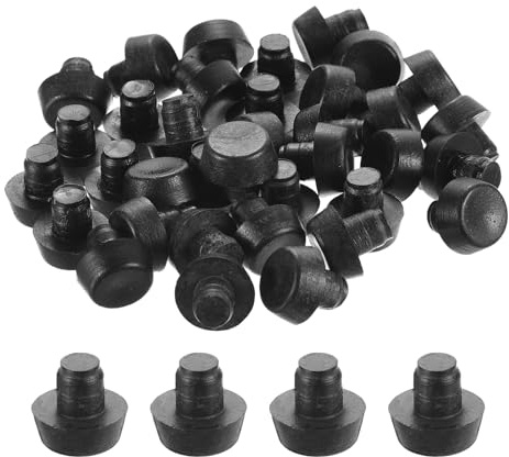 QUARKZMAN 36 Pcs Patins en Caoutchouc Noir pour Plateau de Table en Verre avec Tige, 6mm/0.24 Pouce, Anti-Collision, Antidérapants (Convient pour Un Trou de 1/4 Pouce)