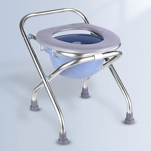 Toilettenstuhl für Senioren Faltbarer Nachtstuhl Mit Abnehmbarer Bettpfanne, Tragbare Toilette Aus Edelstahl For Camping, Tragkraft 150 Kg, Töpfchenstuhl For Erwachsene For Senioren, Ältere Menschen,