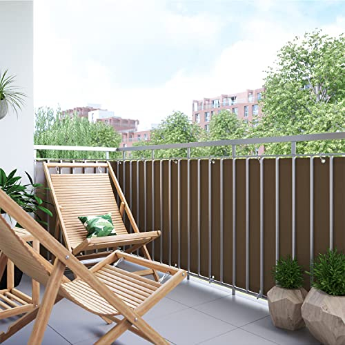 BalkonsichtschutzZaunblende Sichtschutz Blickdicht Polyester mit Ösen für Balkon Sichtschutz - Dunkelgrün 100x750cm