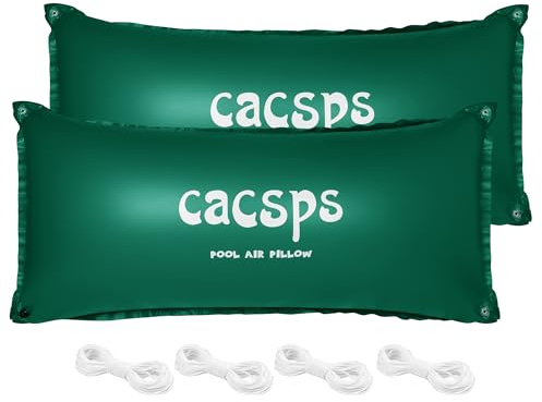 CACSPS 2 Packungen Poolkissen Winter, 120 x 240cm Ultradickes Luftkissen mit 4 Ösen Luftkissen Pool Winter Aufblasbare Winterkissen Überwinterung für Pool inkl. 2X Rollen Seil & 6X Reparaturset Grün