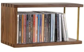 Wfxjyg2223 Plattenspielerständer Desktop-CD-Aufbewahrungsregal, Spiele-Disc-Präsentationsregal, CD-Rack-Sammelbox aus massivem Holz Plattenständer für Musikzimmer(A)