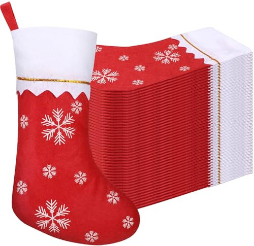 Zubebe 48 Pcs Felt Christmas Stockings 15 Inch Christmas Snow Stockings Christmas Santa Stockings for Christmas Party Favors Home Bedroom Decorations
