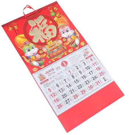 NUOBESTY Chinesischer Schlangen-jahreskalender Traditioneller Mondkalender Hängender Monatskalender Mit Lunarjahr-dekoration Für Zuhause Büro Und Festtage
