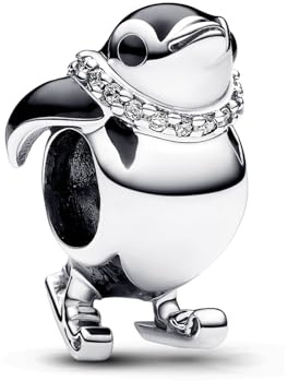 NUNUYAYA Charms Abaloriosde Cuentas Plata de Ley 925 con Circonita Cúbica Skating Penguin Dangle Charms Colgante Compatible con Niña Mujer Europeo Pulsera Collar