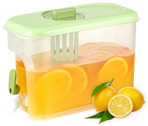 RAMFIYN 1 Gallon Drink Dispenser for Fridge, Water Container with Spigot, Upgraded Gallon Water Dispenser Ice Tea Pitcher for Fridge