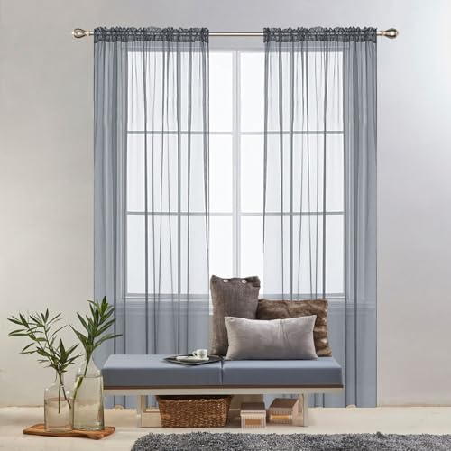 GAIFNAG Tende per Interni Camera da Letto 50 x 100 cm Morbide Tinta Unita Tenda Isolante, Vari Colori Tende per Finestre Tende Voile per Finestra Soggiorno Camera, Grigio Chiaro