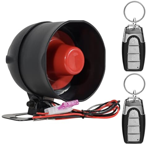 WHALETAIL Universal 12V 20W Car Security Horn Vehicle Alarm Security Protection System, Auto Car Alarm Device, Sensitivity Anti Theft Car Alarm System, Loud Horn Car Alarm System with 2 Remote 6 Tone