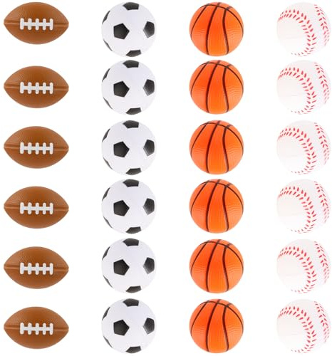 Hooqict Mini Sports Balls 24 Pack Sports Stress Ball Party Favors for Kids Mini Foam Baseball Football Soccer Basketball Stress Ball Relief Toys Classroom Goodie Bags Stuffers