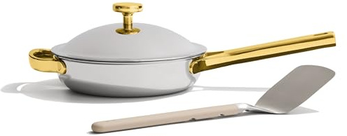 Our Place Titanium Mini Always Pan Pro - 22cm (1.4L) No-Coating Nonstick Skillet | Tri-Ply Titanium & Stainless Steel | Safe for Oven, Induction & All Cooktops up to 535°C | Includes Spatula | Gold