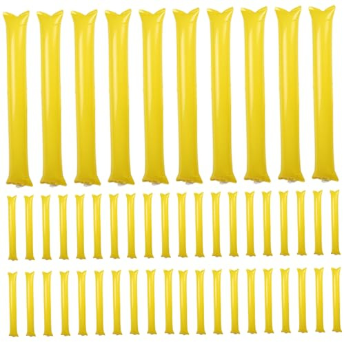 CurcKua 50Pcs Thunder Sticks 23.62x3.94in Portable Lightweight Thicken Inflatable Thunder Sticks Noise Maker for Sporting Events Basketball Football Dance Party Yellow Boom