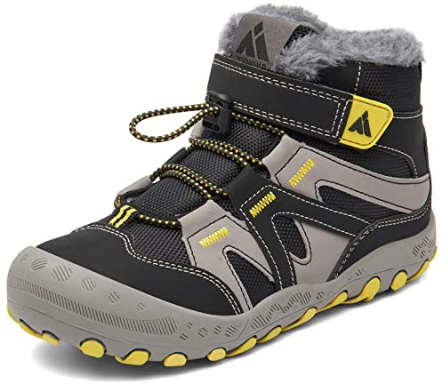 Mishansha Bottes Hiver Enfant Bottes Neige Antidérapantes, Noirjaunâtre 35