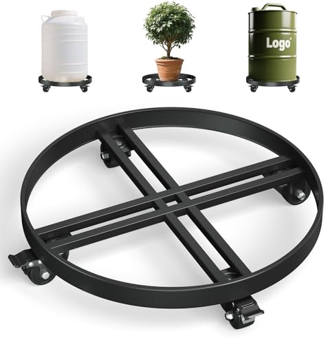 Zsytbyyds 55-Gallon Stainless Steel Drum Dolly – Heavy-Duty Dolly with Double Cross Braces & 4 Swivel Caster Wheels, 1250 lb Capacity for Industrial Use