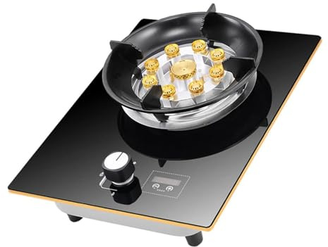 Cuisinière À Gaz D'intérieur 5,2 KW - Plaque De Cuisson À Gaz Simple Foyer, Brûleur Temporisé En Verre Trempé, Pour Cuisine, Camping, Pose Libre(NG)